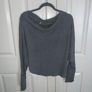 Dusty blue waffle free people sweater
